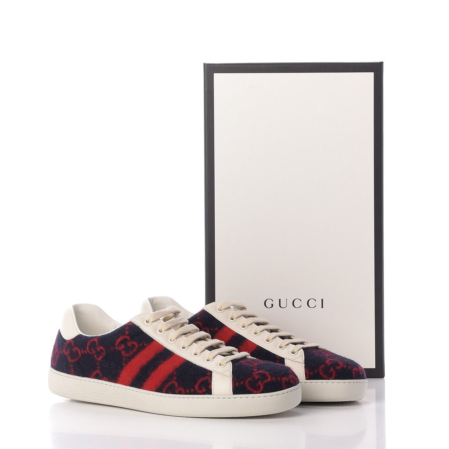Gucci Covered Wool Big GG Monogram Mens Sneakers 10.5 Blue Red Mystic White 12 of 12