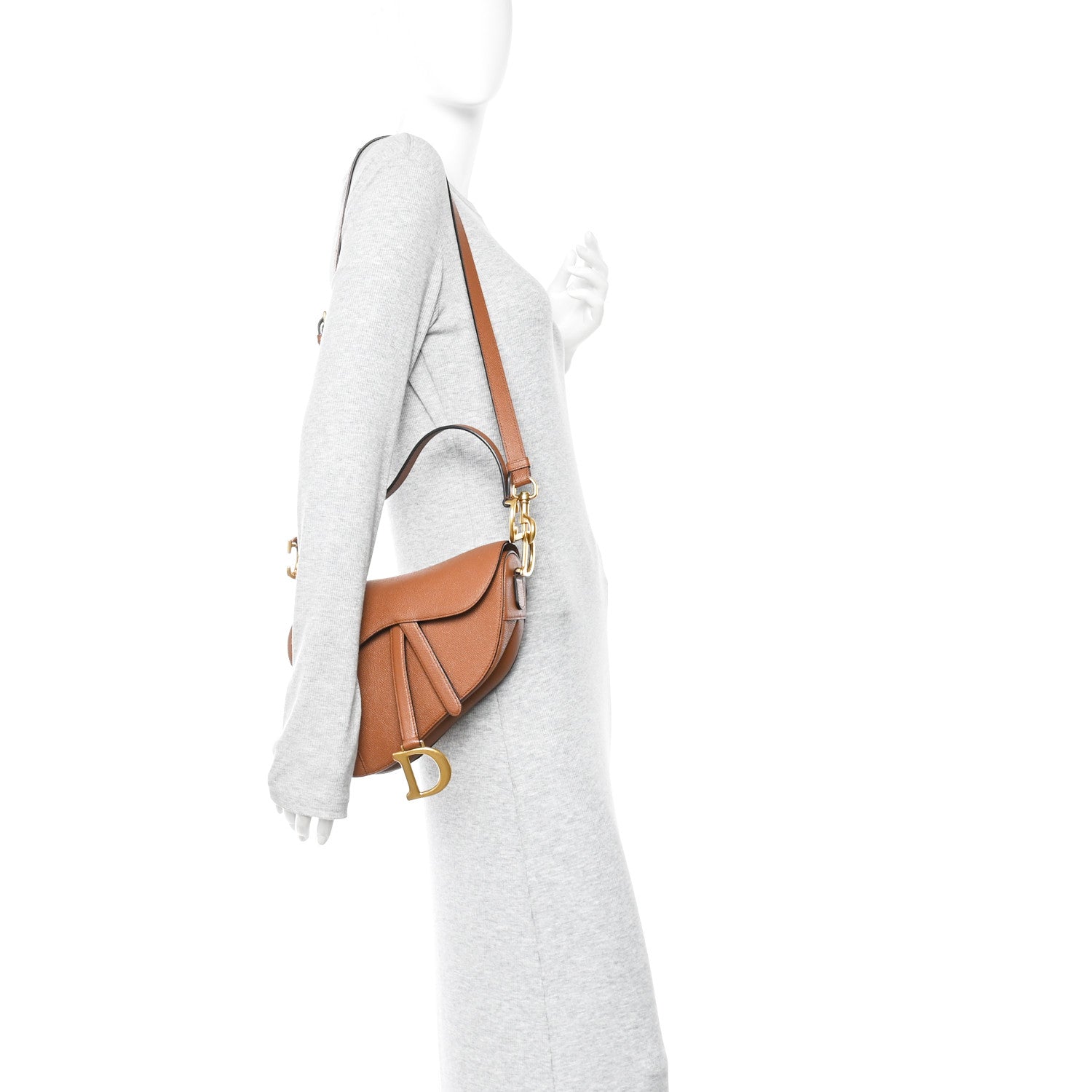 Christian Dior Grained Calfskin Saddle Bag With Strap Camello 2 of 13