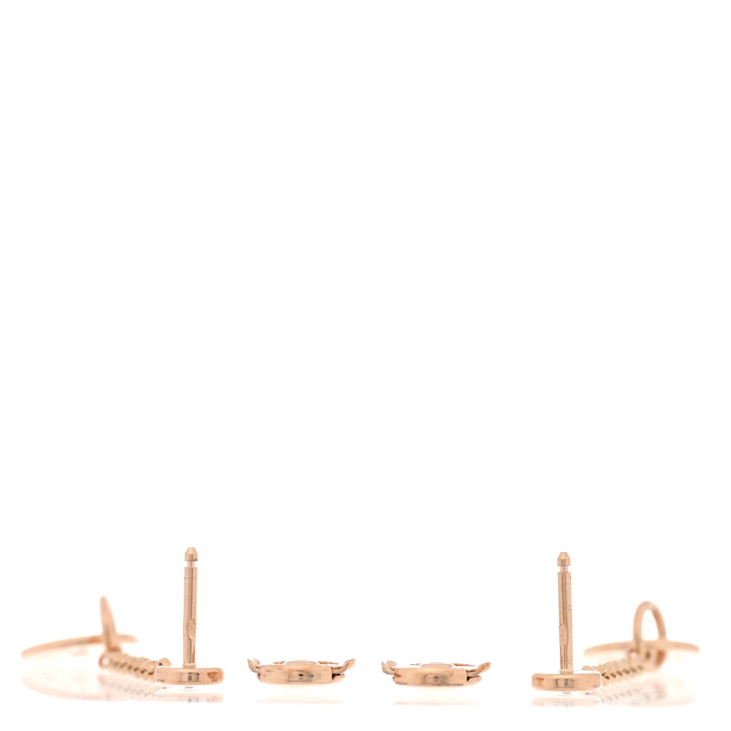 Hermes 18K Rose Gold Diamond Gambade Clou de Selle Earrings 3 of 5