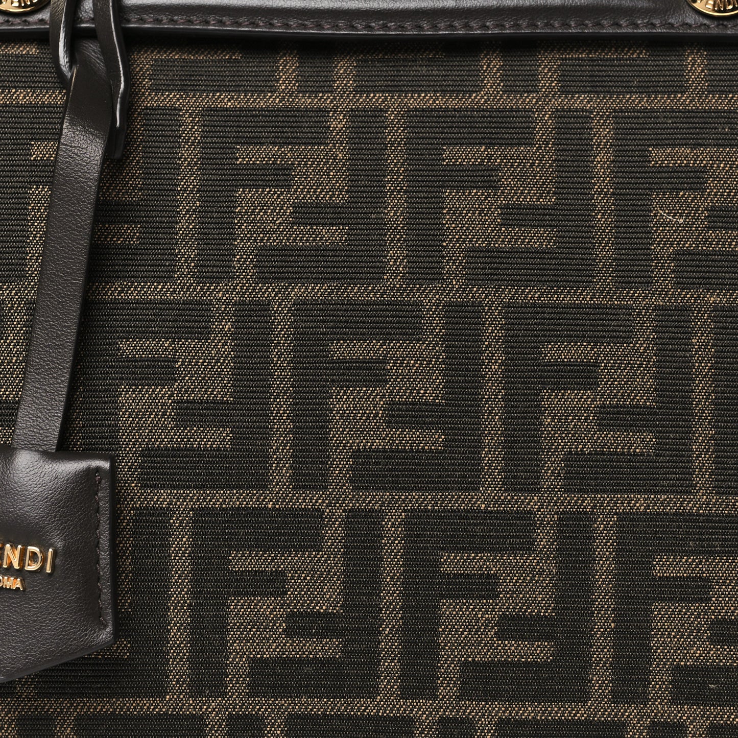 Vitello Grace Jacquard FF Medium By The Way Boston Bag Tobacco Moro Ebano