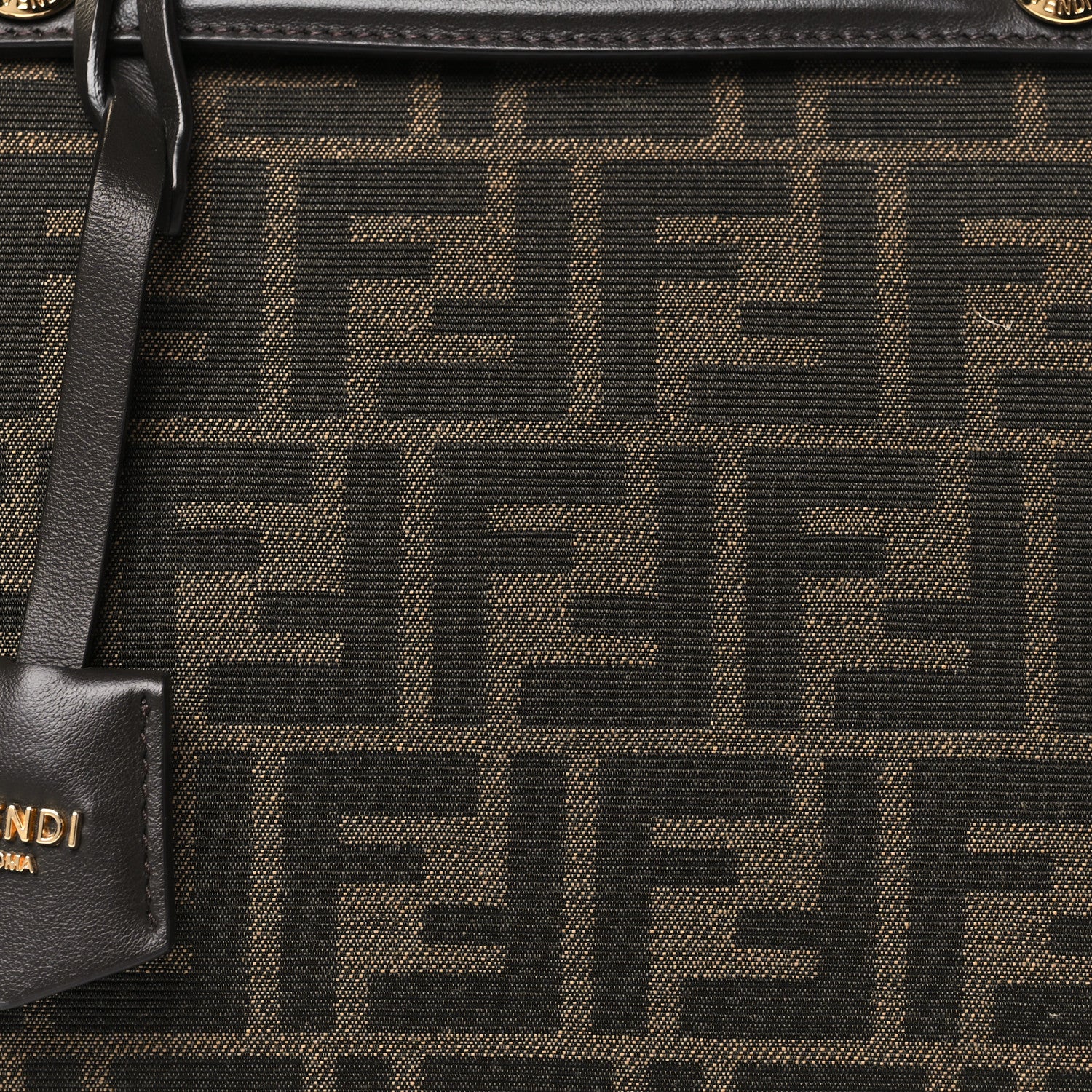 Fendi Vitello Grace Jacquard FF Medium By The Way Boston Bag Tobacco Moro Ebano 8 of 10