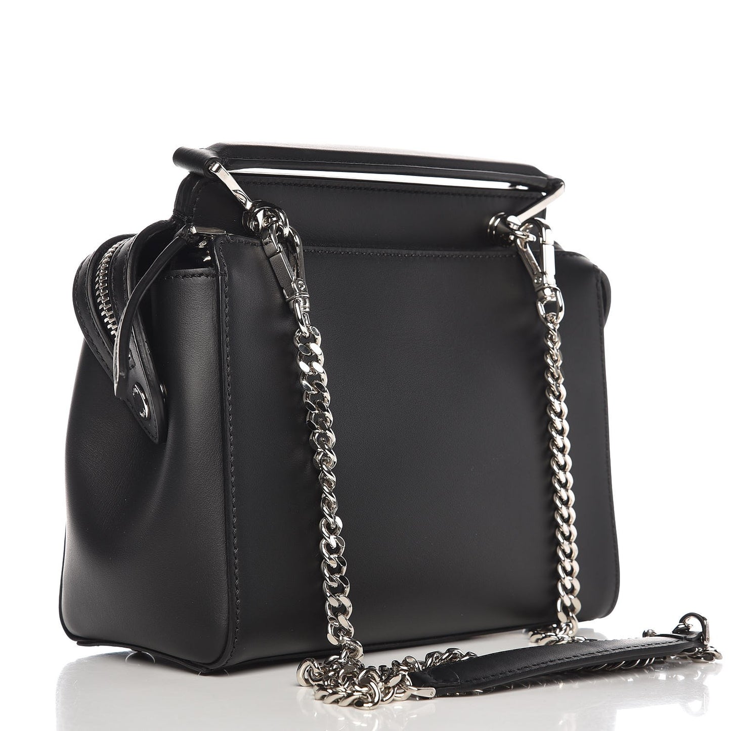 Vitello Baltico Dolce Nappa Lace Up Small Dotcom Click Chain Satchel Black