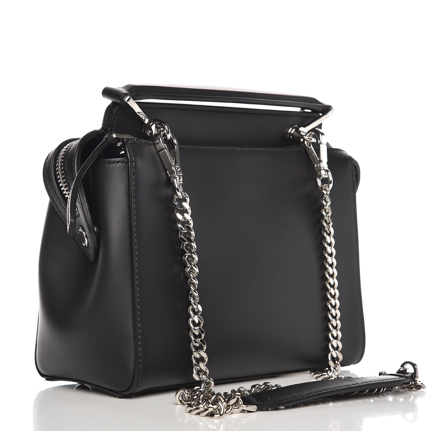 Fendi Vitello Baltico Dolce Nappa Lace Up Small Dotcom Click Chain Satchel Black 3 of 12