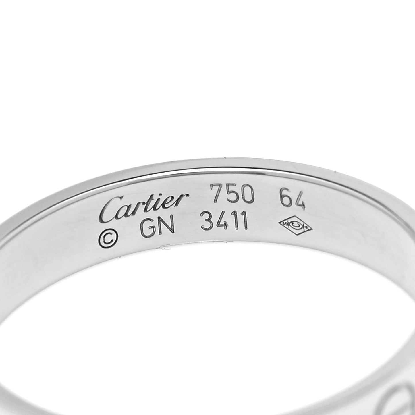 18K White Gold 4mm LOVE Wedding Band Ring 64 10.75