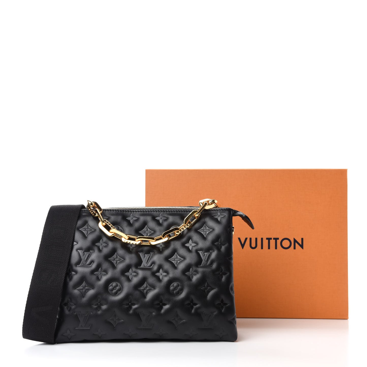 Lambskin Embossed Monogram Coussin PM Black