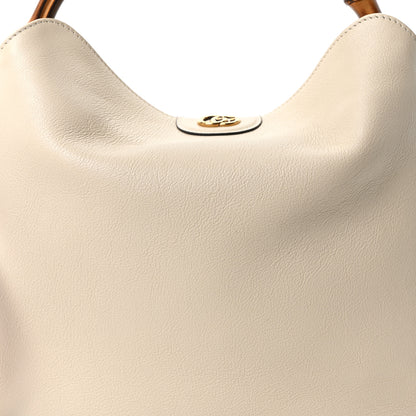 Gucci Softy Wonka Textured Dollar Calfskin Medium Diana Bamboo Shoulder Bag Mystic White Hibiscus Red 8 of 10