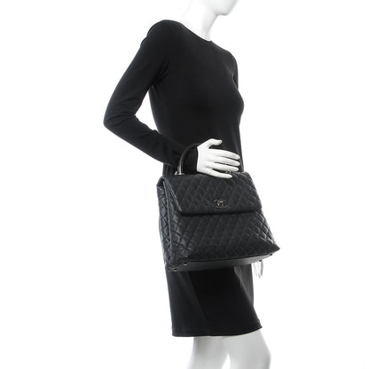Chanel Caviar Lizard Quilted Large Coco Handle Flap Black 14 of 14