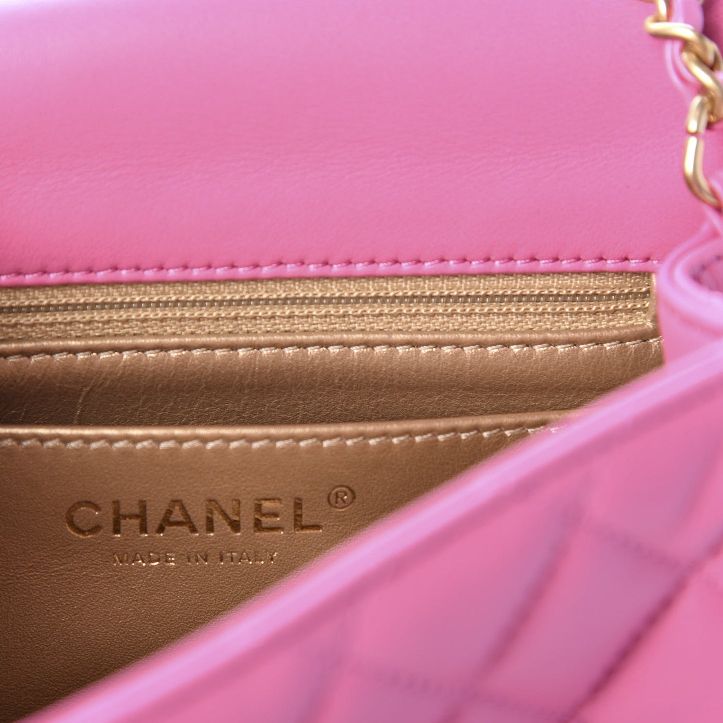 Lambskin Quilted Mini Pearl Crush Flap Pink