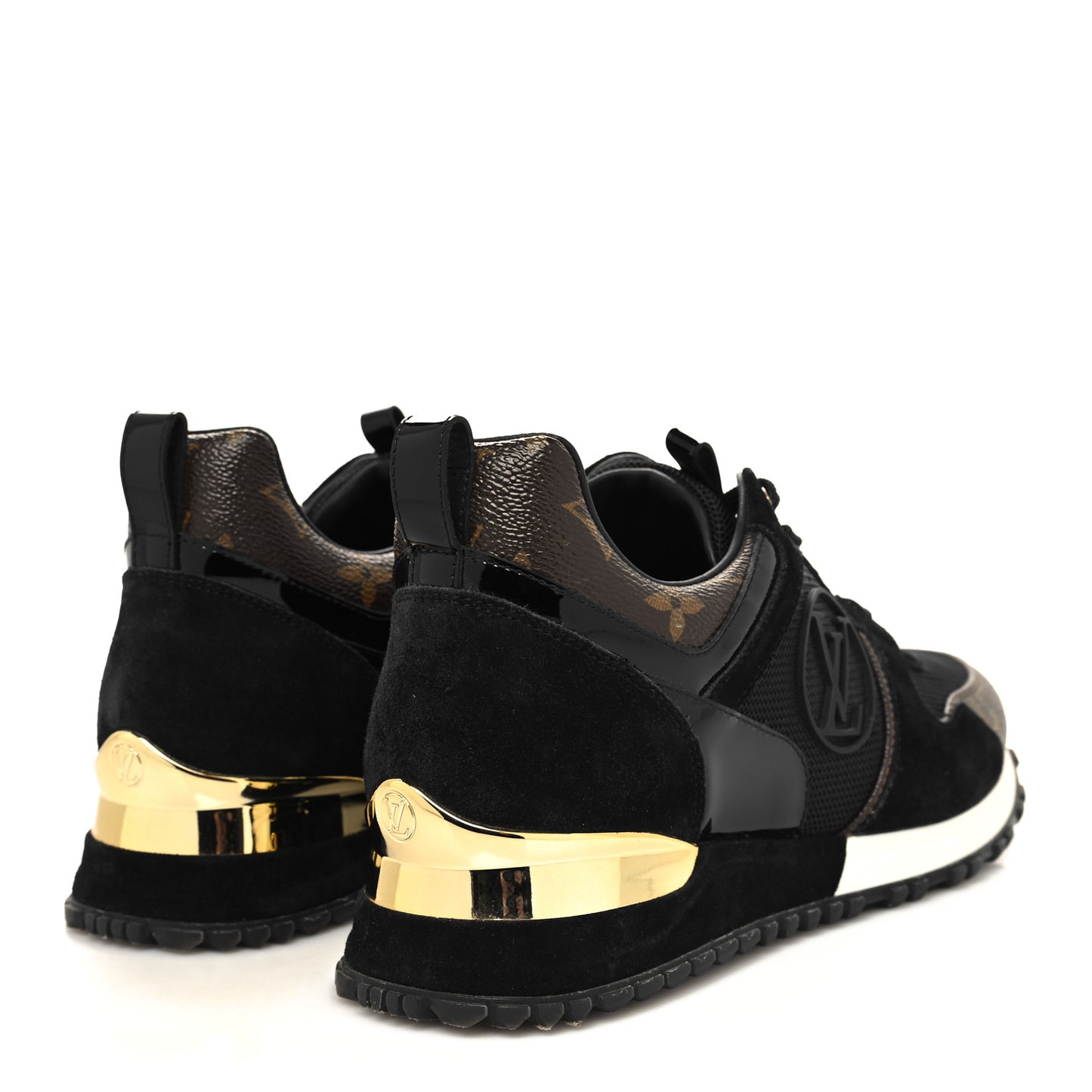 Suede Monogram Run Away Sneakers 37 Black
