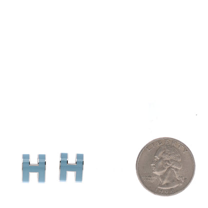 Hermes Palladium Lacquered Pop H Earrings Celeste 2 of 6