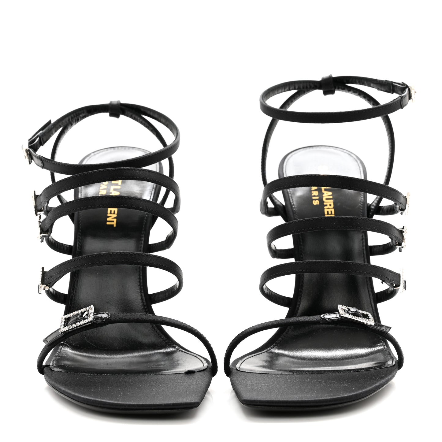 Crepe Satin Crystal Jerry 110 Sandals 39 Black