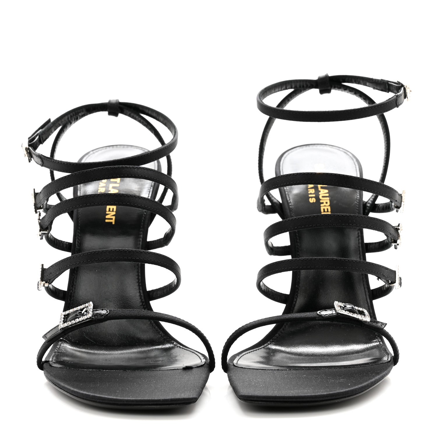 Saint Laurent Crepe Satin Crystal Jerry 110 Sandals 39 Black 2 of 9