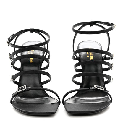 Saint Laurent Crepe Satin Crystal Jerry 110 Sandals 39 Black 2 of 9