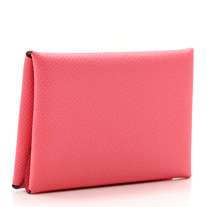 Hermes Epsom Calvi Duo Card Case Rose Azalee 3 of 7