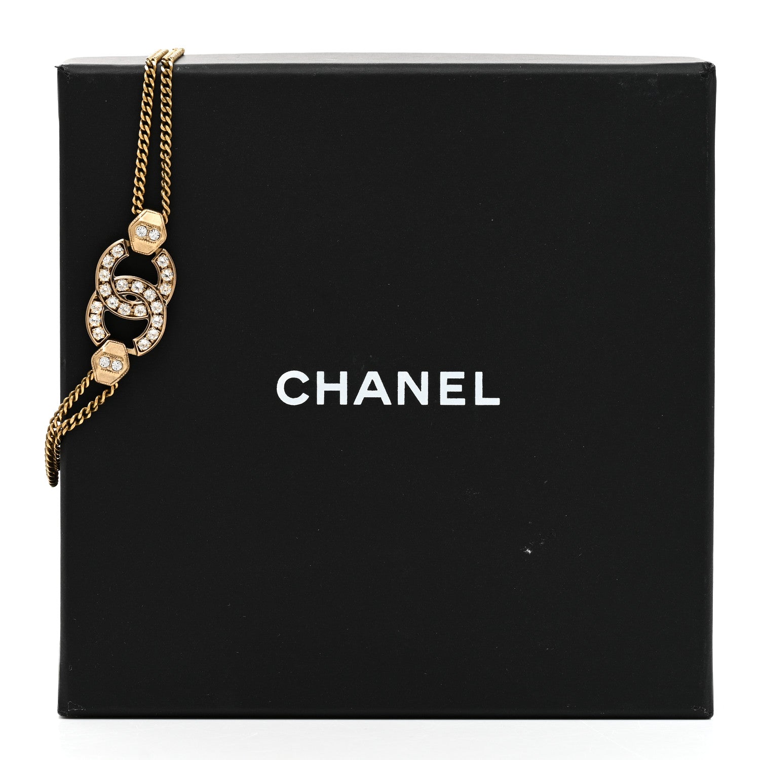 Chanel Crystal CC Chain Link Bracelet Aged Gold 5 of 5