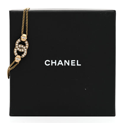 Chanel Crystal CC Chain Link Bracelet Aged Gold 5 of 5