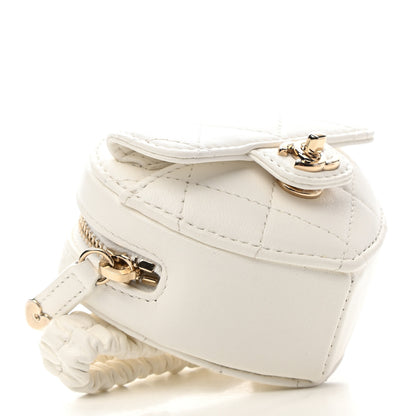 Chanel Lambskin Quilted Heart Zipped Arm Coin Purse White 4 of 8