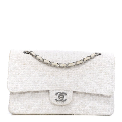 Chanel Tweed Medium Double Flap White 1 of 15
