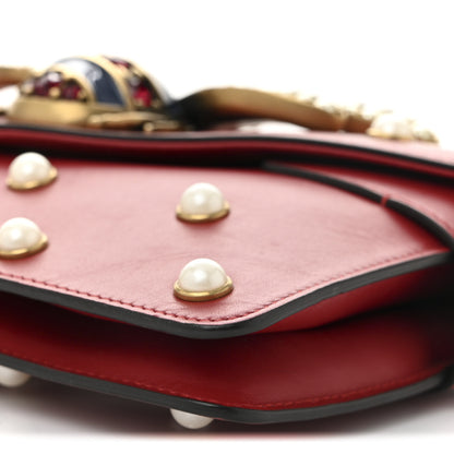 Gucci Nappa Pearl Studded Mini Queen Margaret Broadway Shoulder Bag Hibiscus Red 10 of 10