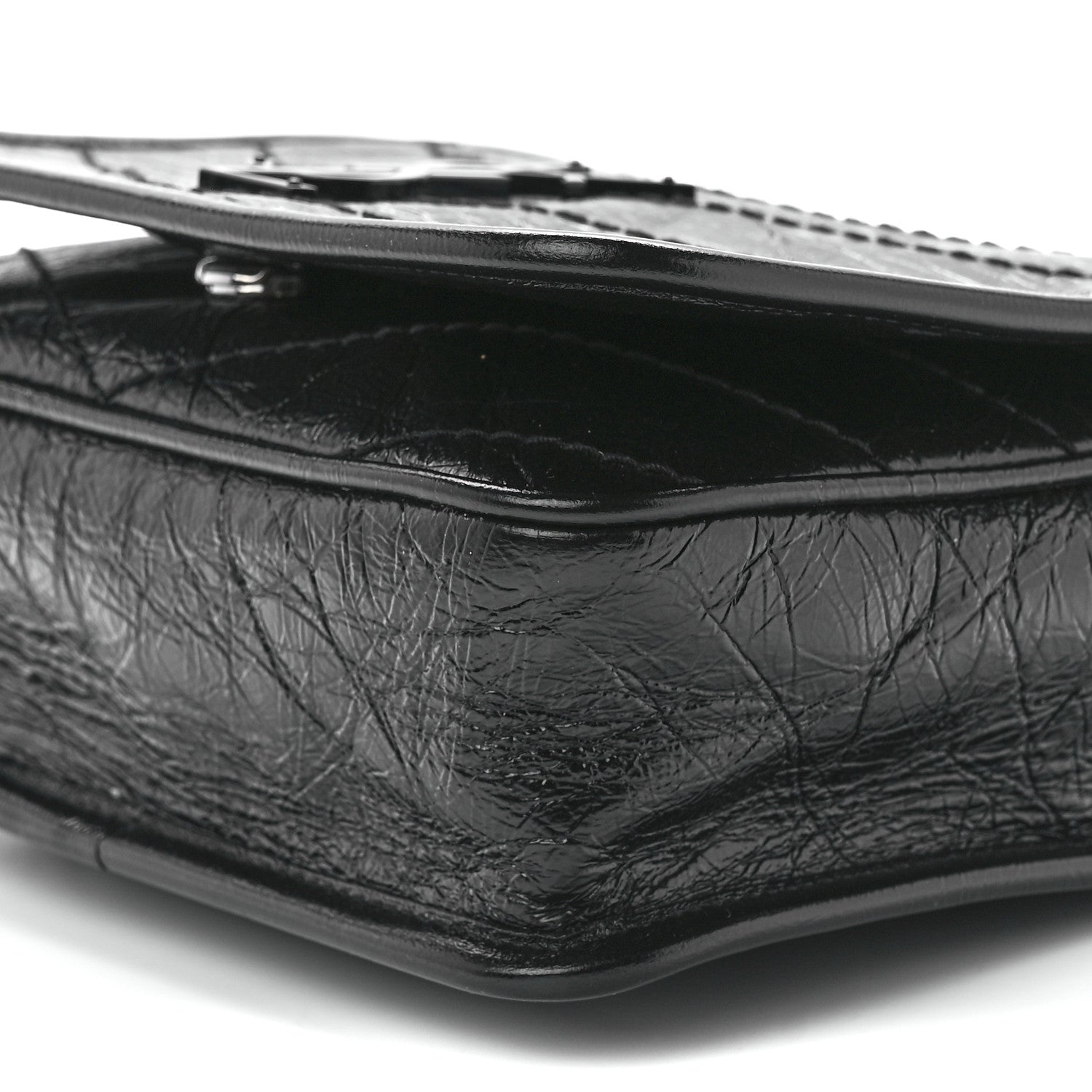 Saint Laurent Crinkled Calfskin Matelasse Monogram Niki Chain Wallet Black 10 of 10