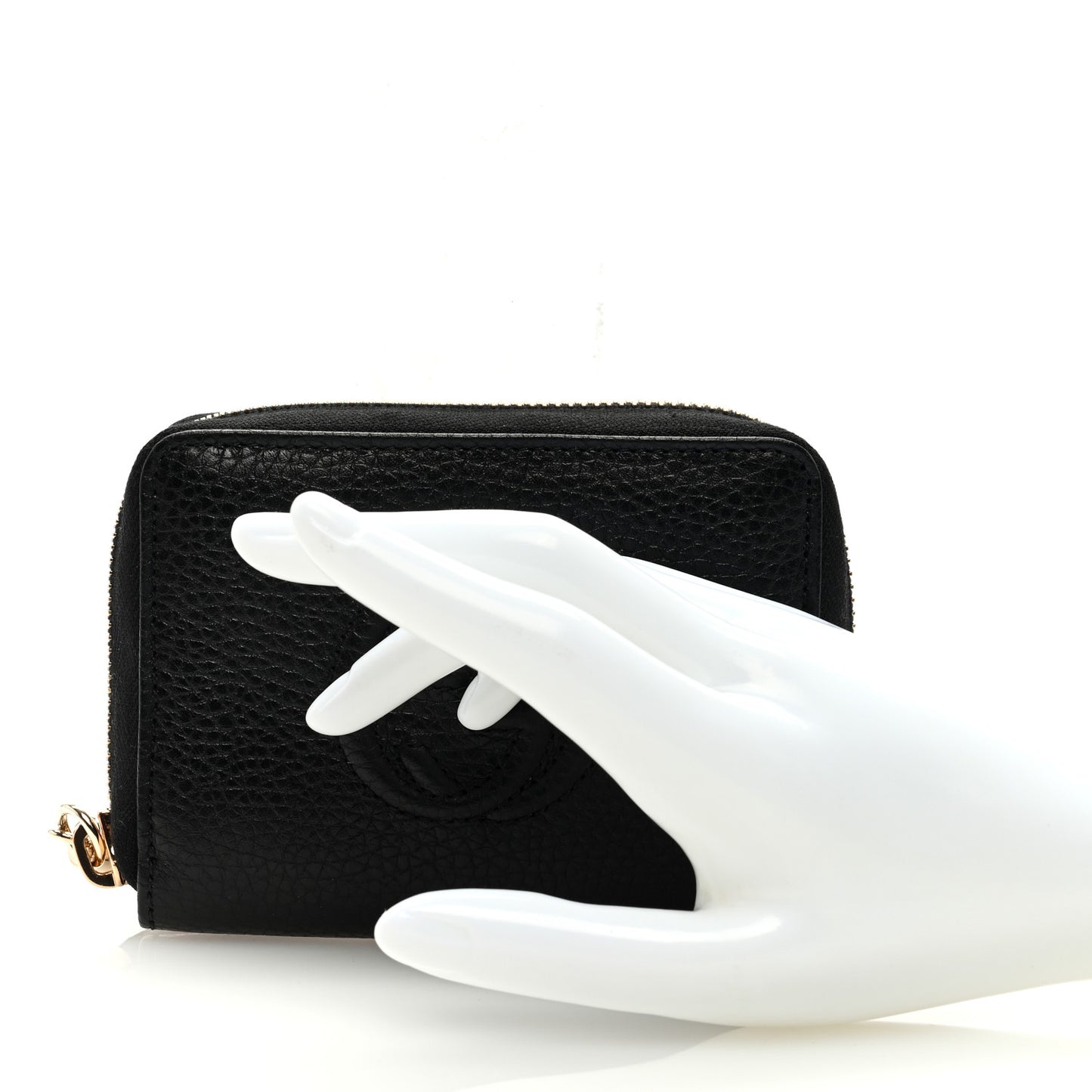 Pebbled Calfskin Soho Compact Disco Zip Around Wallet Black