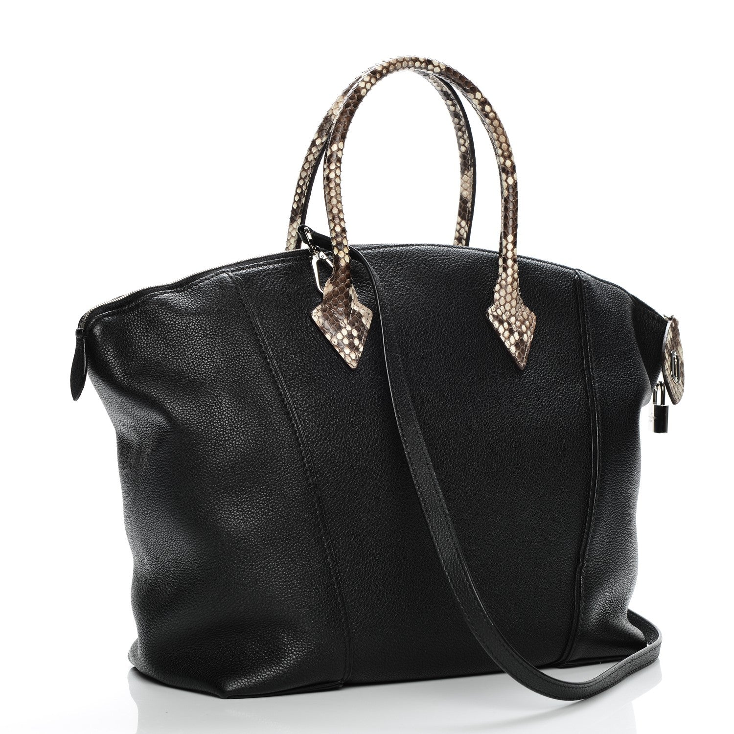 Louis Vuitton Veau Cachemire Python Soft Lockit MM Black 3 of 6