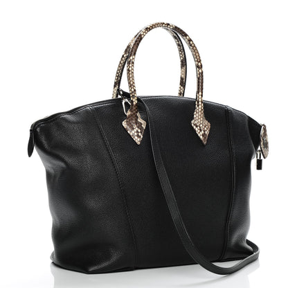 Louis Vuitton Veau Cachemire Python Soft Lockit MM Black 3 of 6