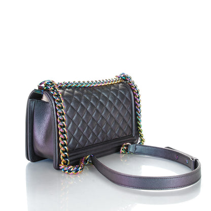 Chanel Iridescent Goatskin Quilted Medium Boy Flap Purple 3 of 8