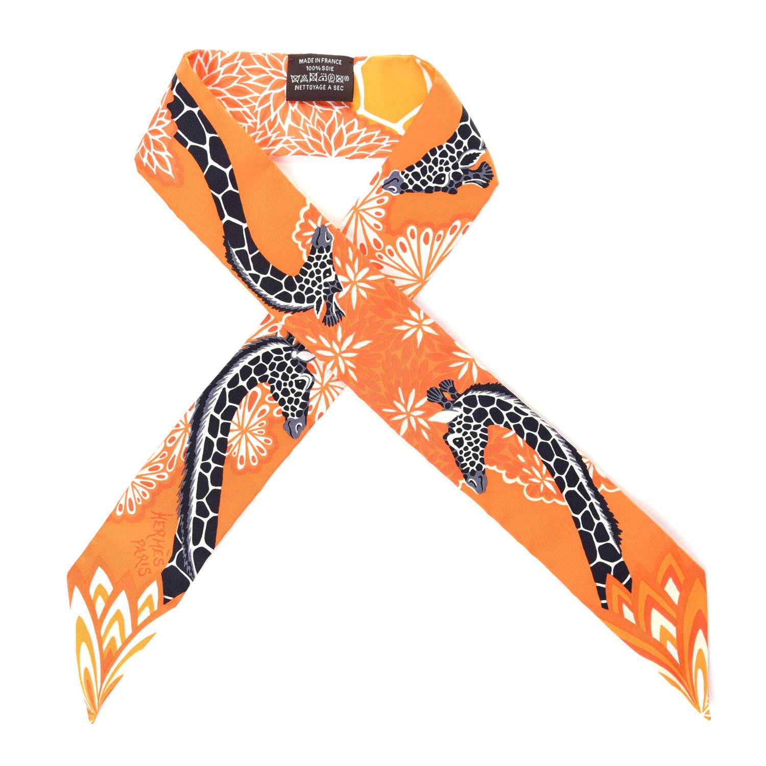 Hermes Silk The Three Graces Twilly Orange Mangue Anthracite 1 of 5