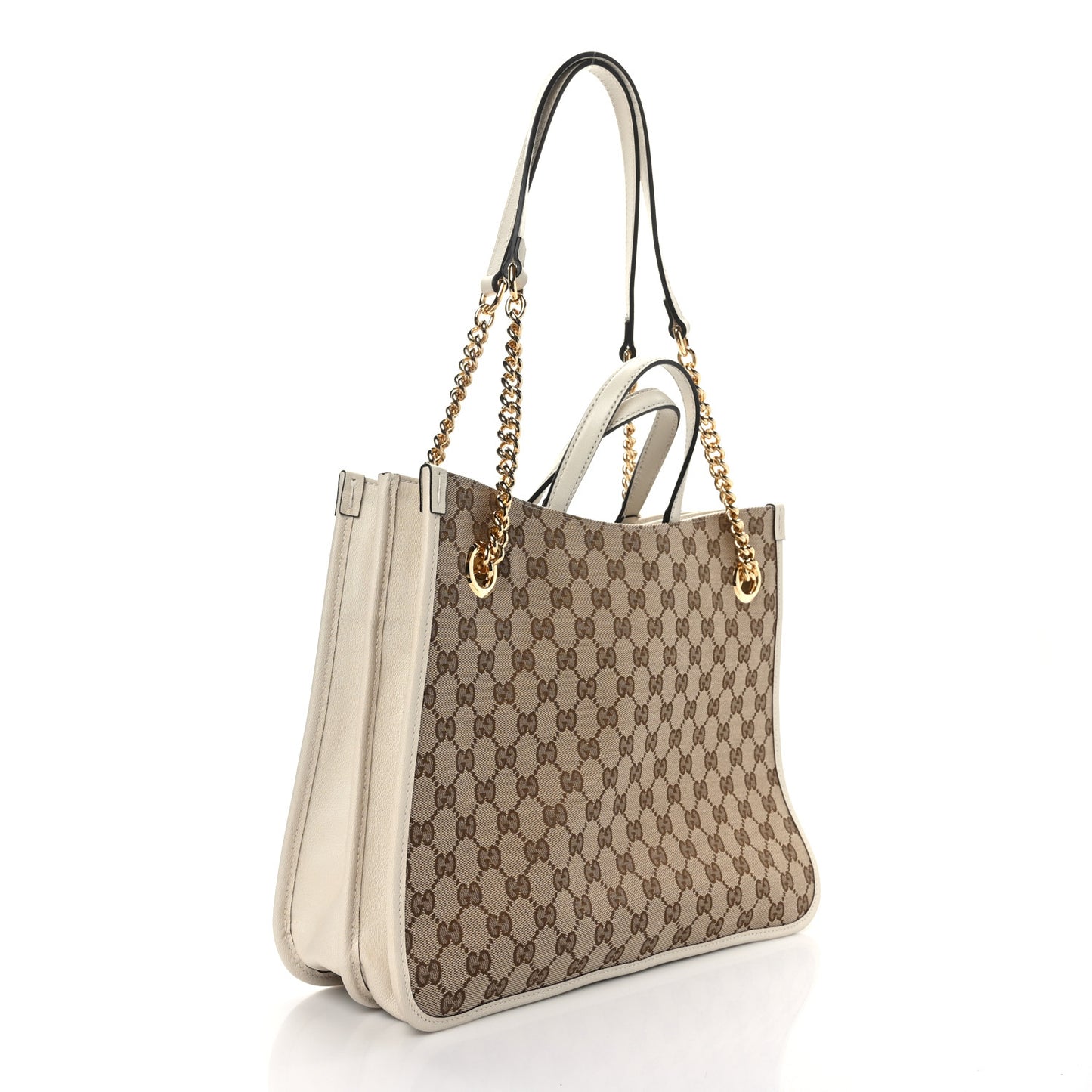 Monogram Calfskin Medium Horsebit 1955 Tote Bag Beige Mystic White