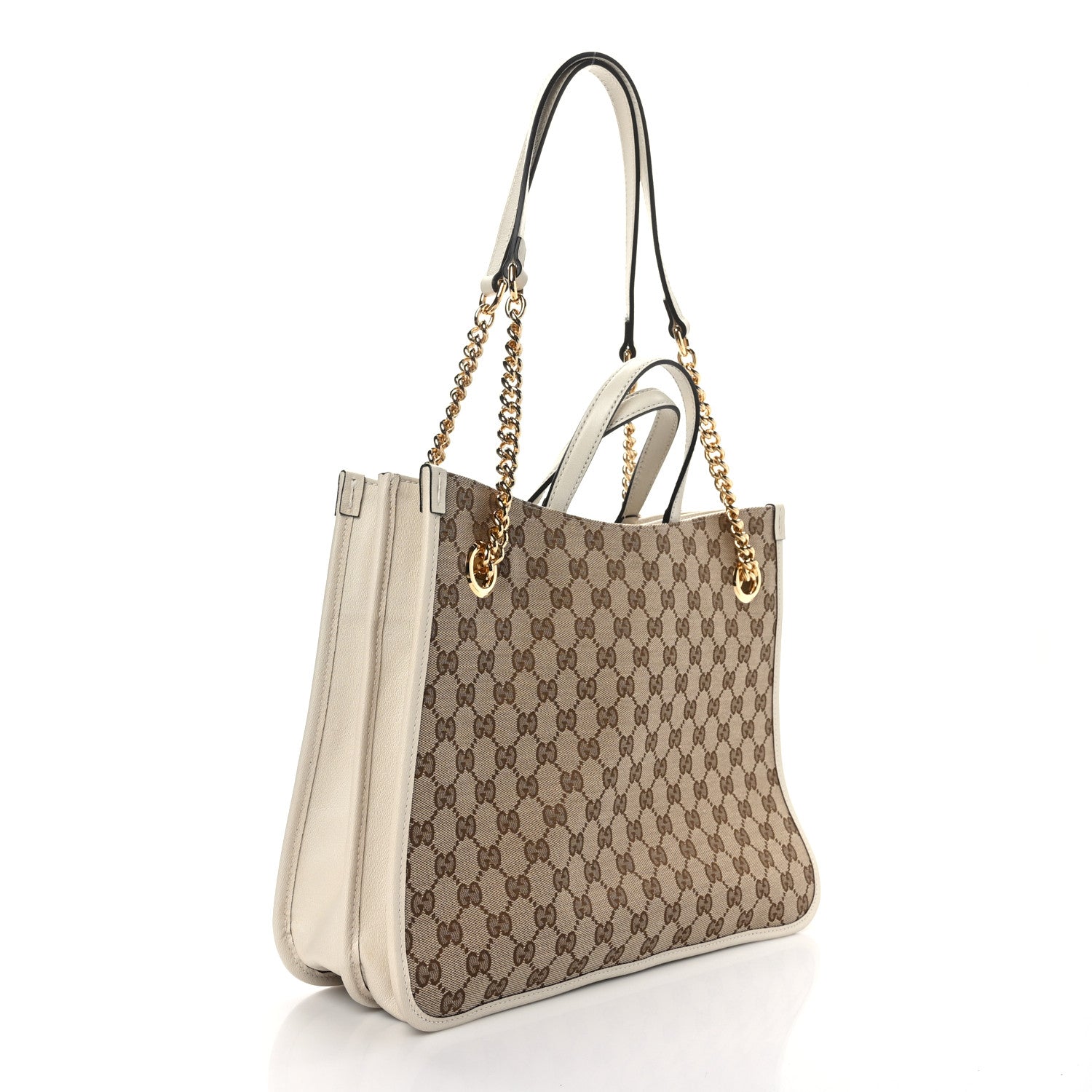 Gucci Monogram Calfskin Medium Horsebit 1955 Tote Bag Beige Mystic White 3 of 9