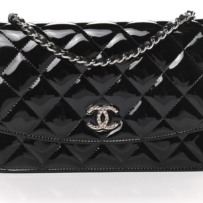 Chanel Patent Quilted Brilliant Wallet On Chain WOC Black 9 of 14