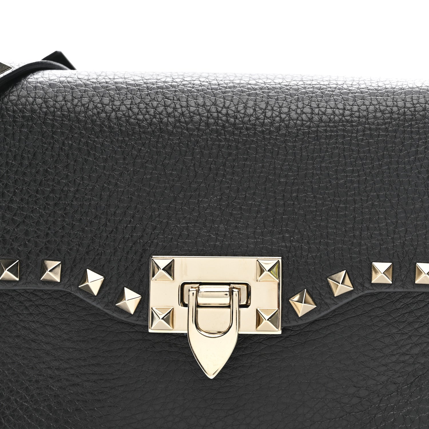 Valentino Garavani Pebbled Calfskin Medium Rockstud Flip Lock Crossbody Bag Black 7 of 12