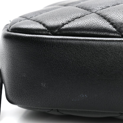 Chanel Lambskin Quilted Small Curvy Pouch Cosmetic Case Black 9 of 9