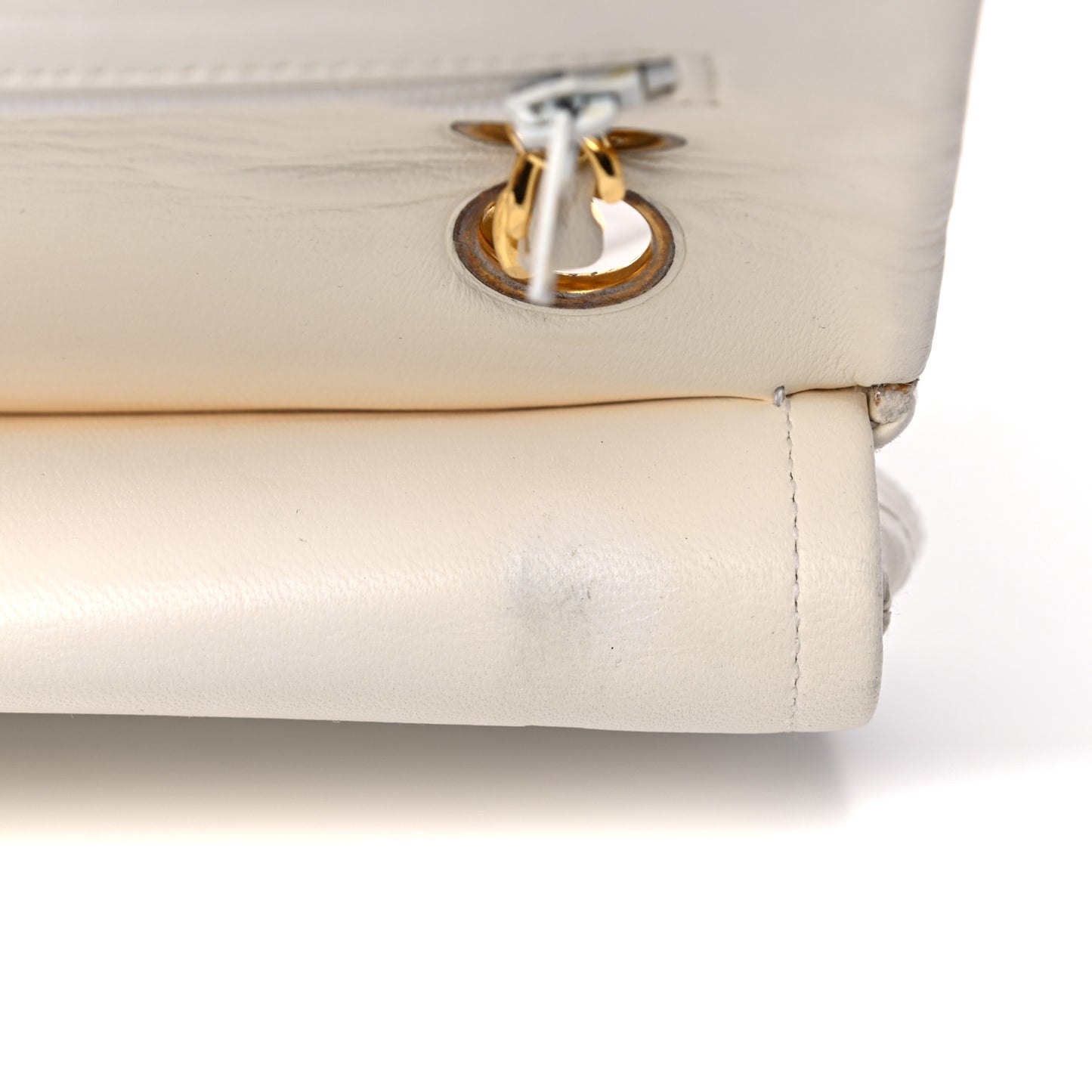 Lambskin Quilted Small Double Flap White