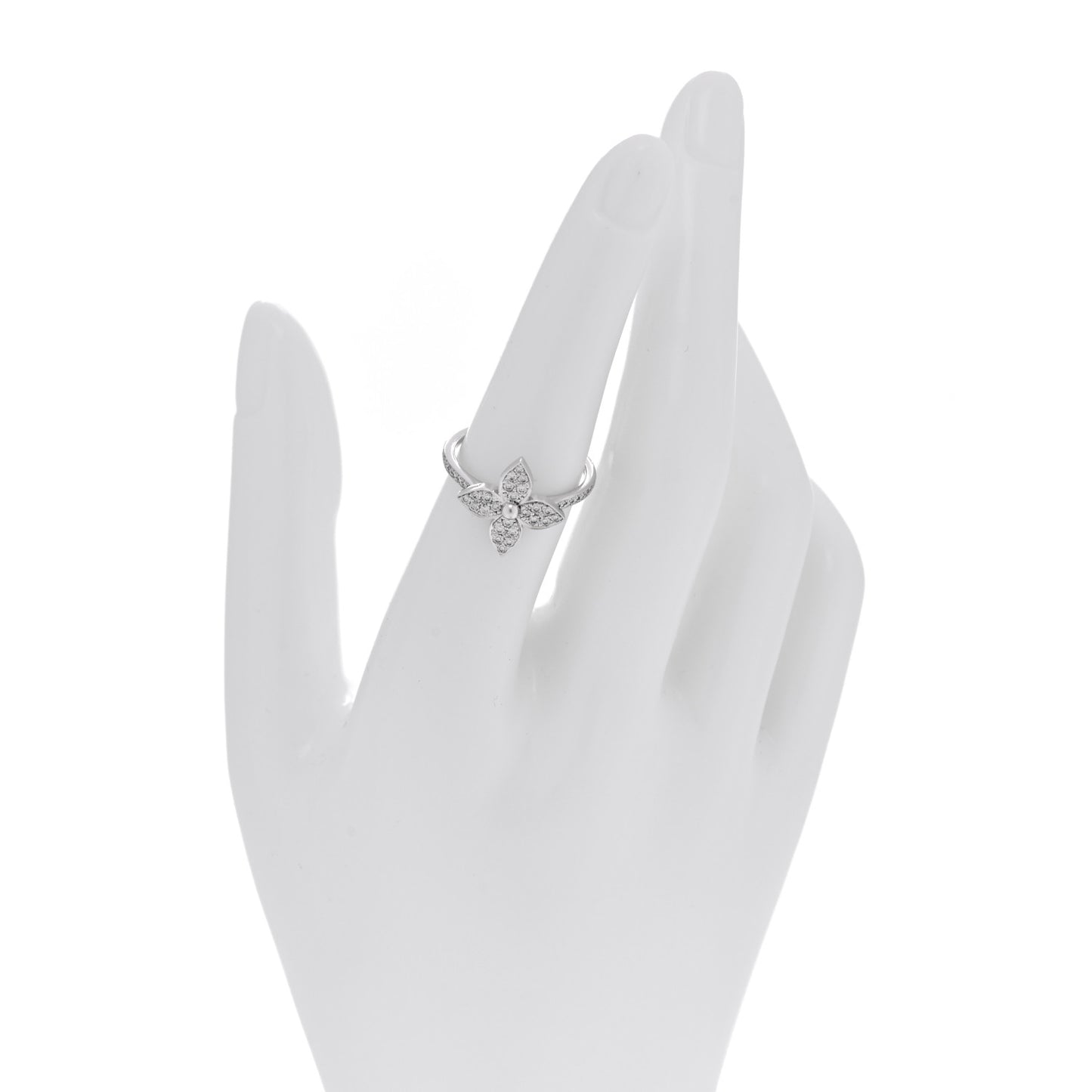18K White Gold Diamond Star Blossom Ring 53 6.5