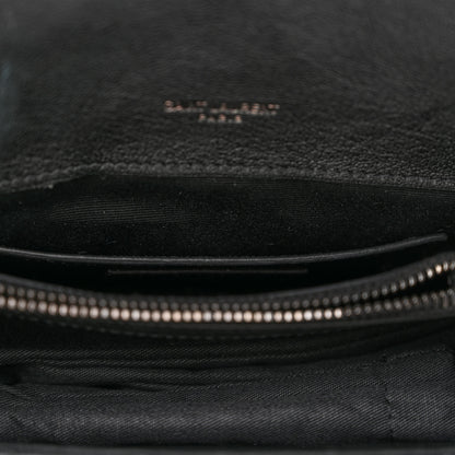 Saint Laurent Sheepskin Matelasse Chevron Monogram Medium College Bag Black 13 of 15