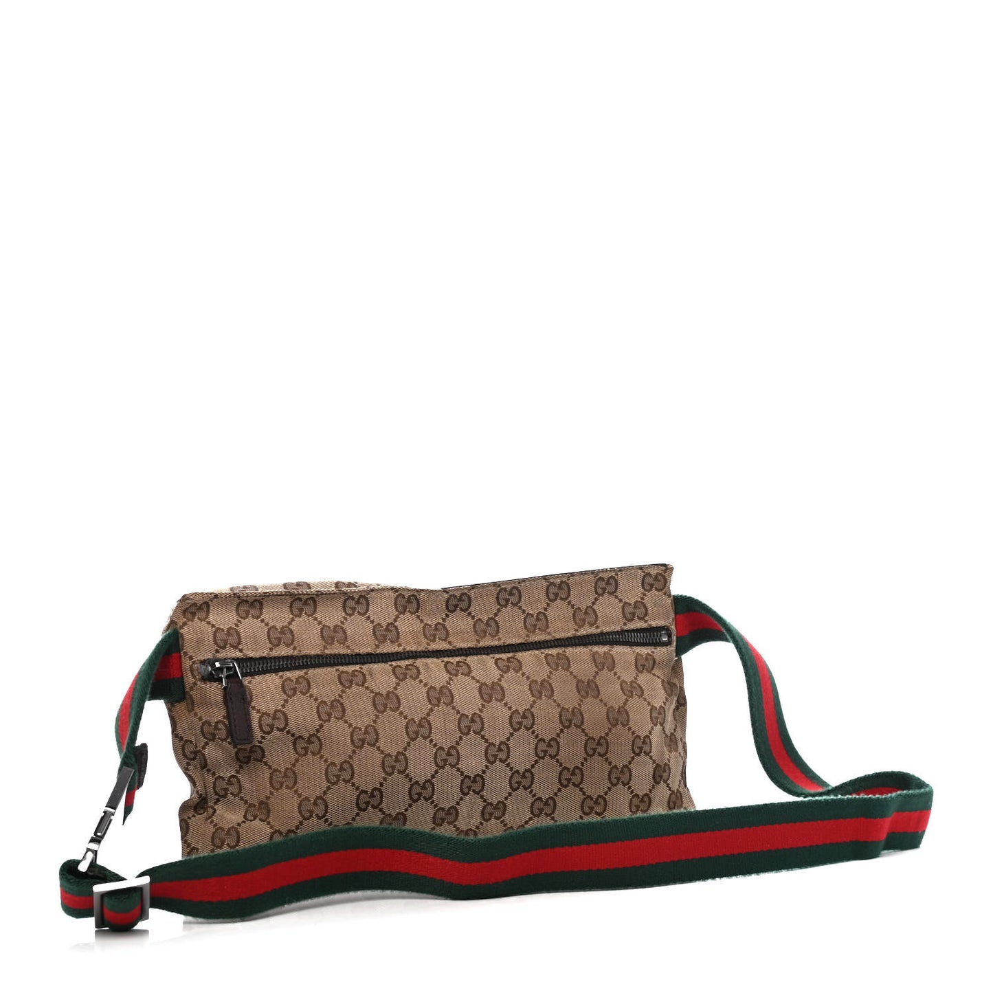 GG Monogram Web Double Pocket Belt Bag Dark Brown