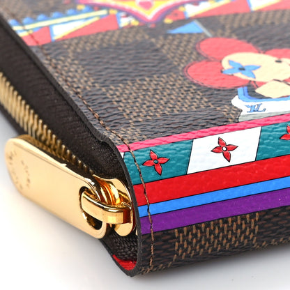 Louis Vuitton Damier Ebene 2020 Christmas Animation Bumper Cars Zippy Wallet Coquelicot 7 of 9