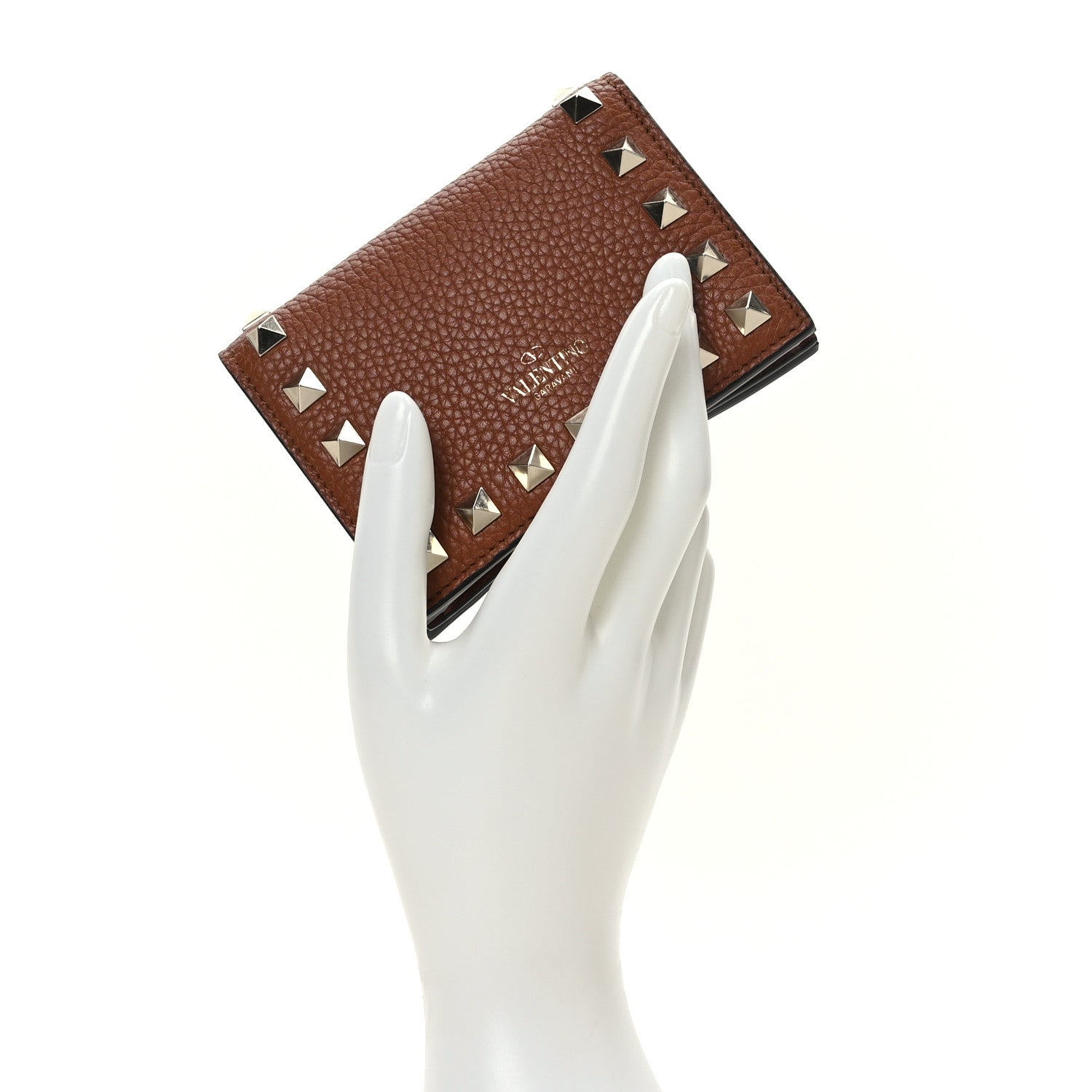 Valentino Garavani Pebbled Calfskin Rockstud French Flap Wallet Selleria 2 of 7