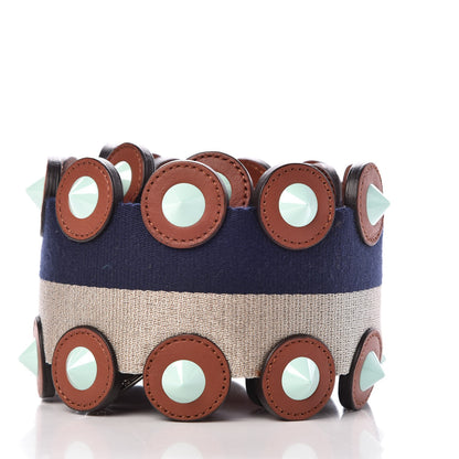 Fendi Calfskin Studded You Circle Blue 2 of 3