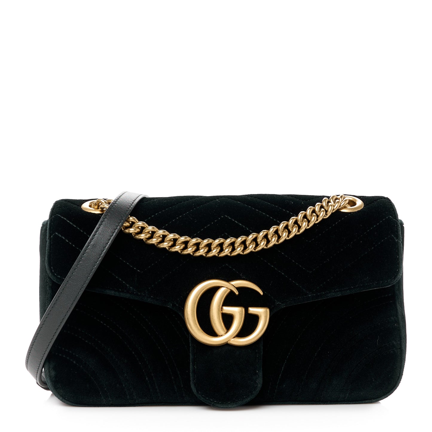Velvet Matelasse Small GG Marmont Shoulder Bag Black