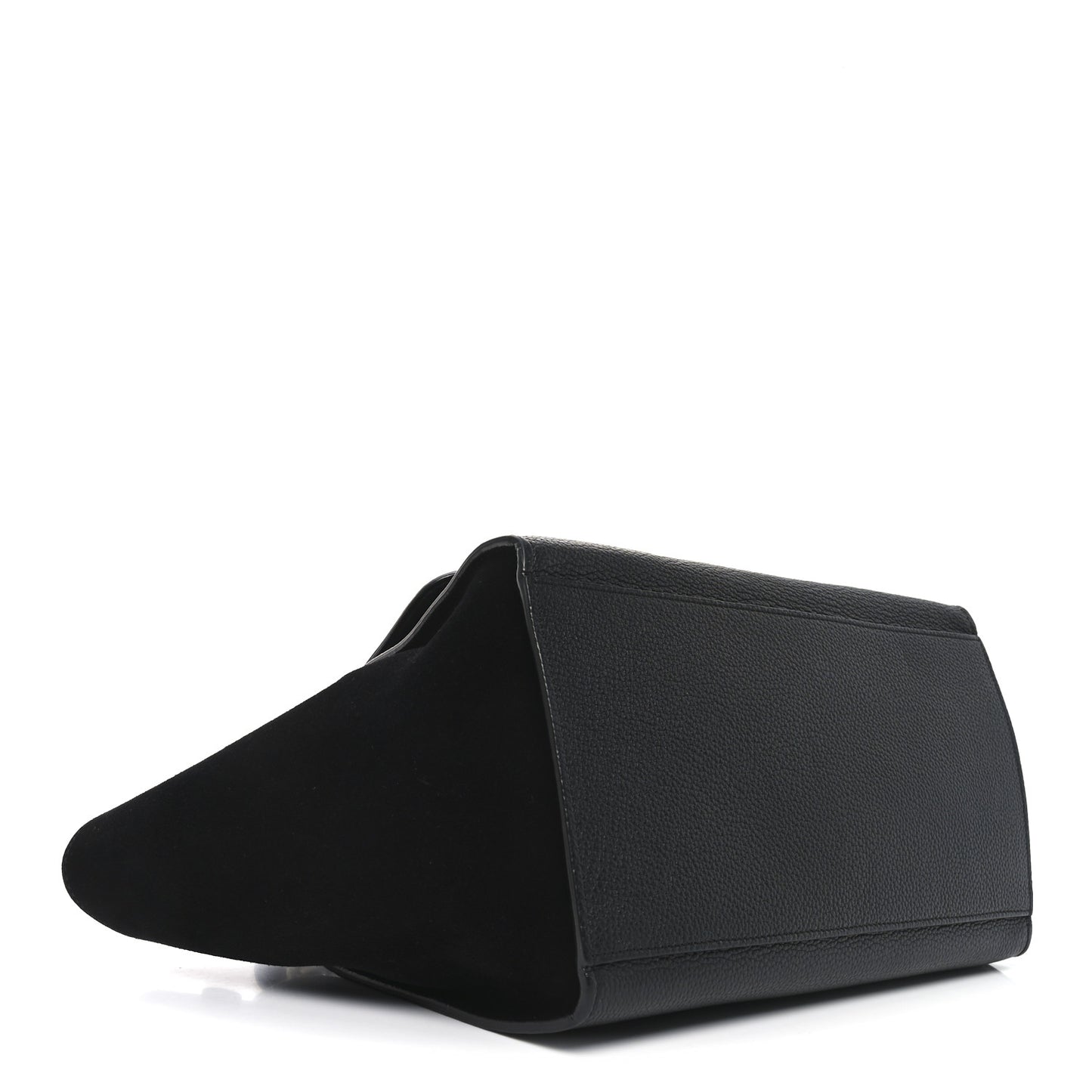 Drummed Calfskin Suede Small Trapeze Black