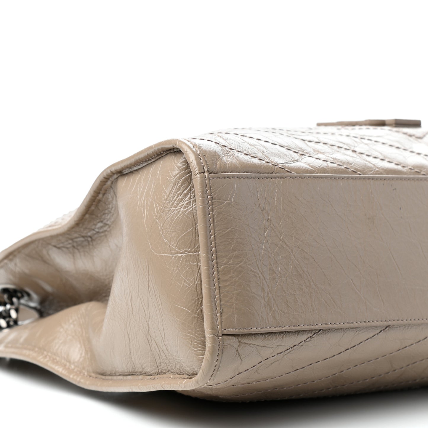 Crinkled Calfskin Matelasse Monogram Niki Shoulder Bag Gold Sand