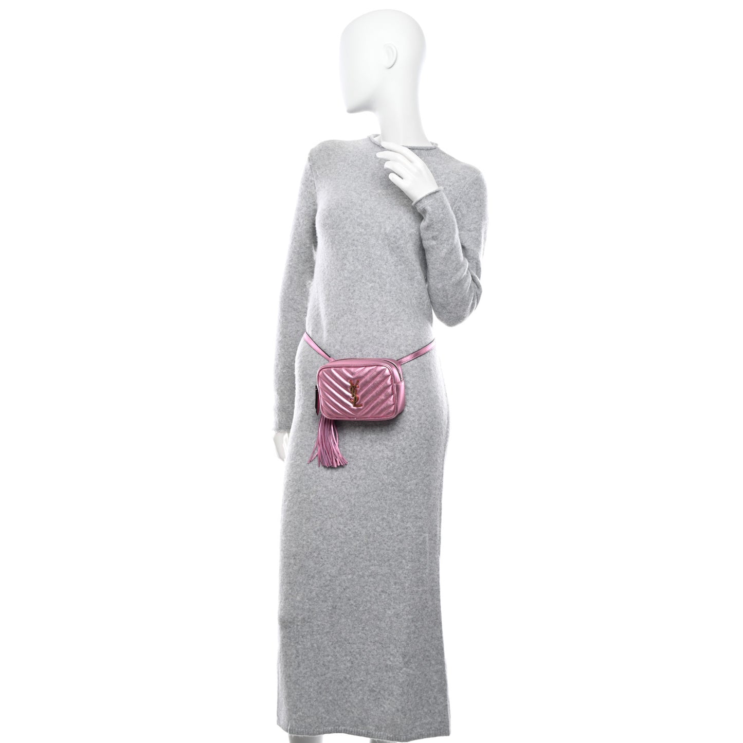 Metallic Calfskin Matelasse Monogram Lou Belt Bag Vegas Pink