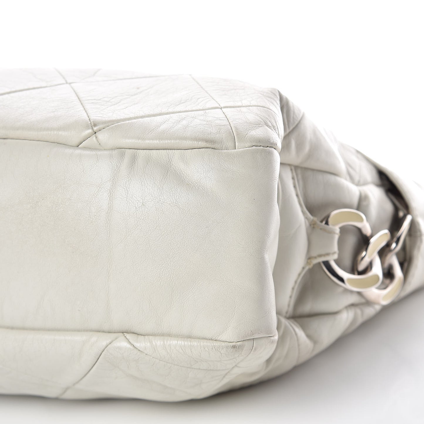 Calfskin Quilted Chain Hobo White