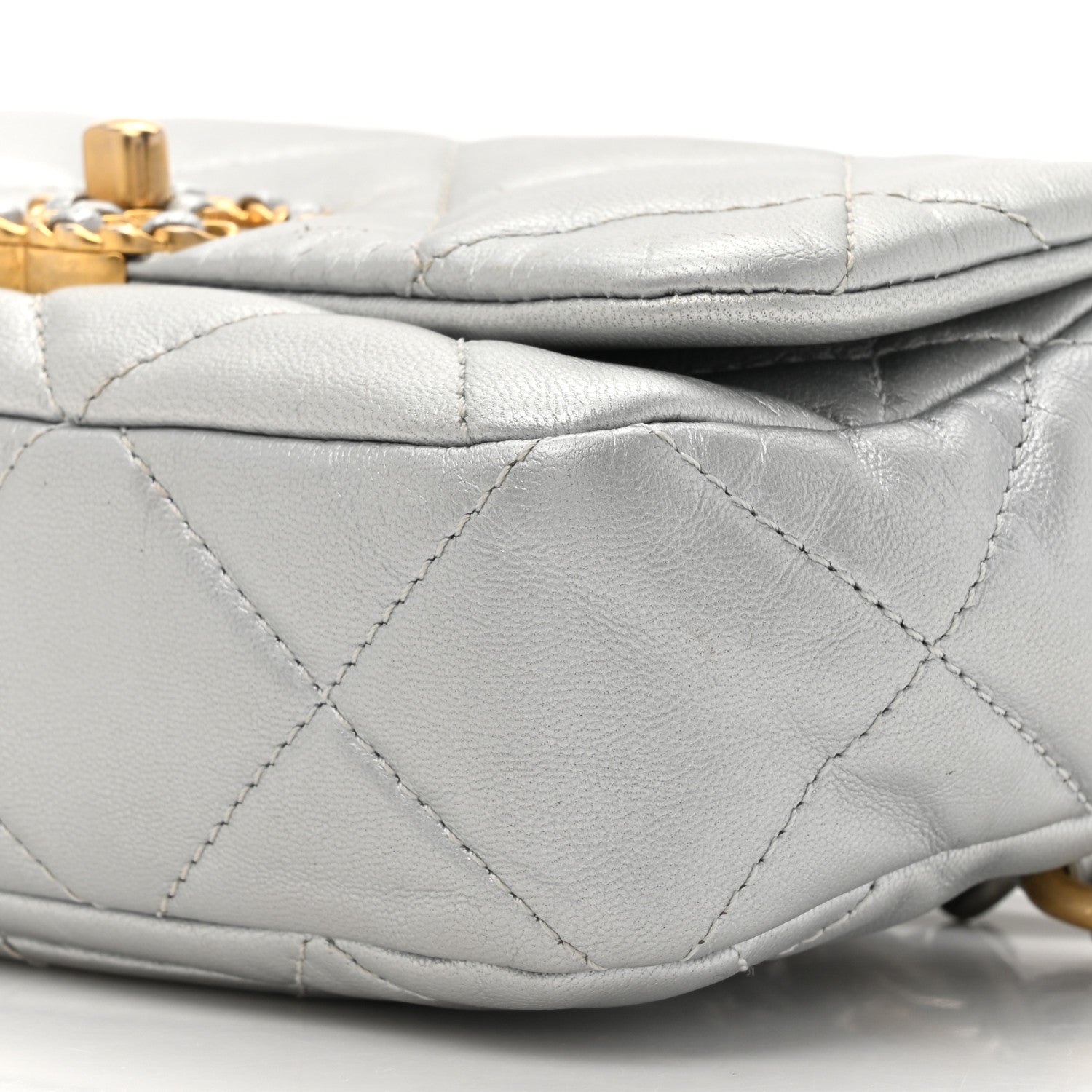 Chanel Metallic Goatskin Quilted Chanel 19 Waist Bag Silver 9 of 13