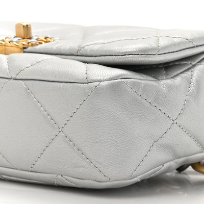 Chanel Metallic Goatskin Quilted Chanel 19 Waist Bag Silver 9 of 13