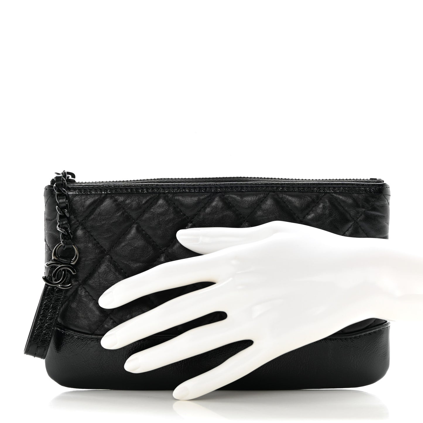 Aged Calfskin Quilted Small Gabrielle Pouch So Black