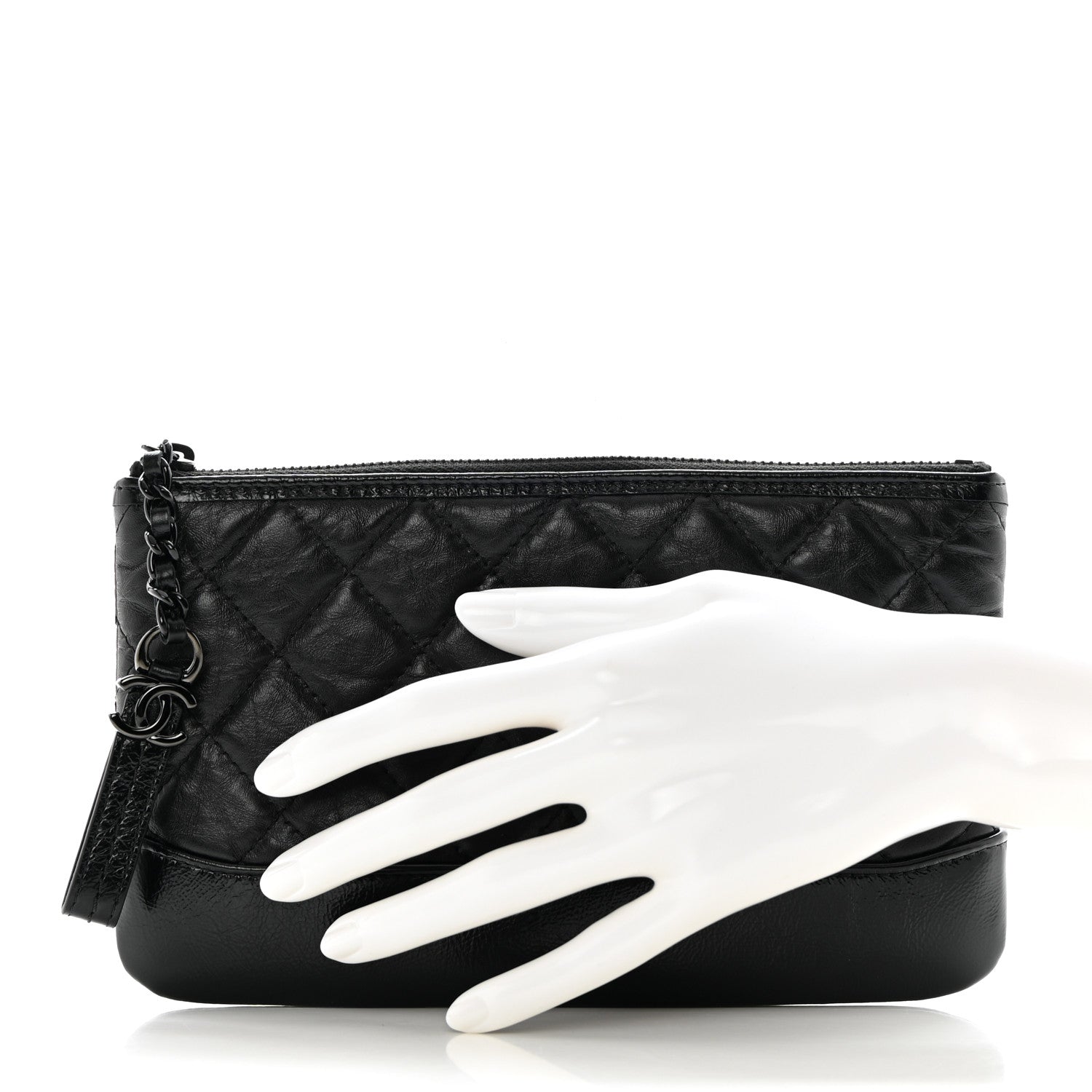 Chanel Aged Calfskin Quilted Small Gabrielle Pouch So Black 2 of 7